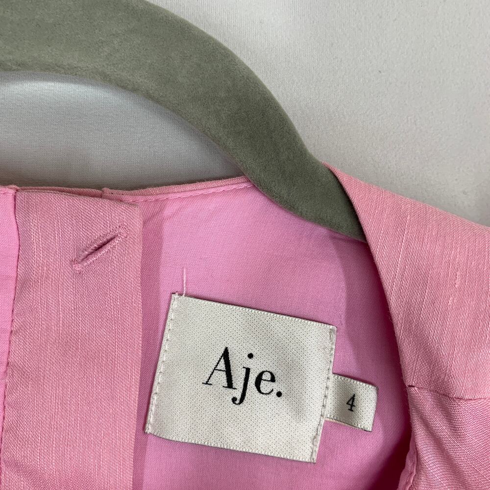 AJE Serendipity Cut Out Dress Musk Pink Puff Sleeve Women 4 Maxi Pockets - Picture 11 of 16
